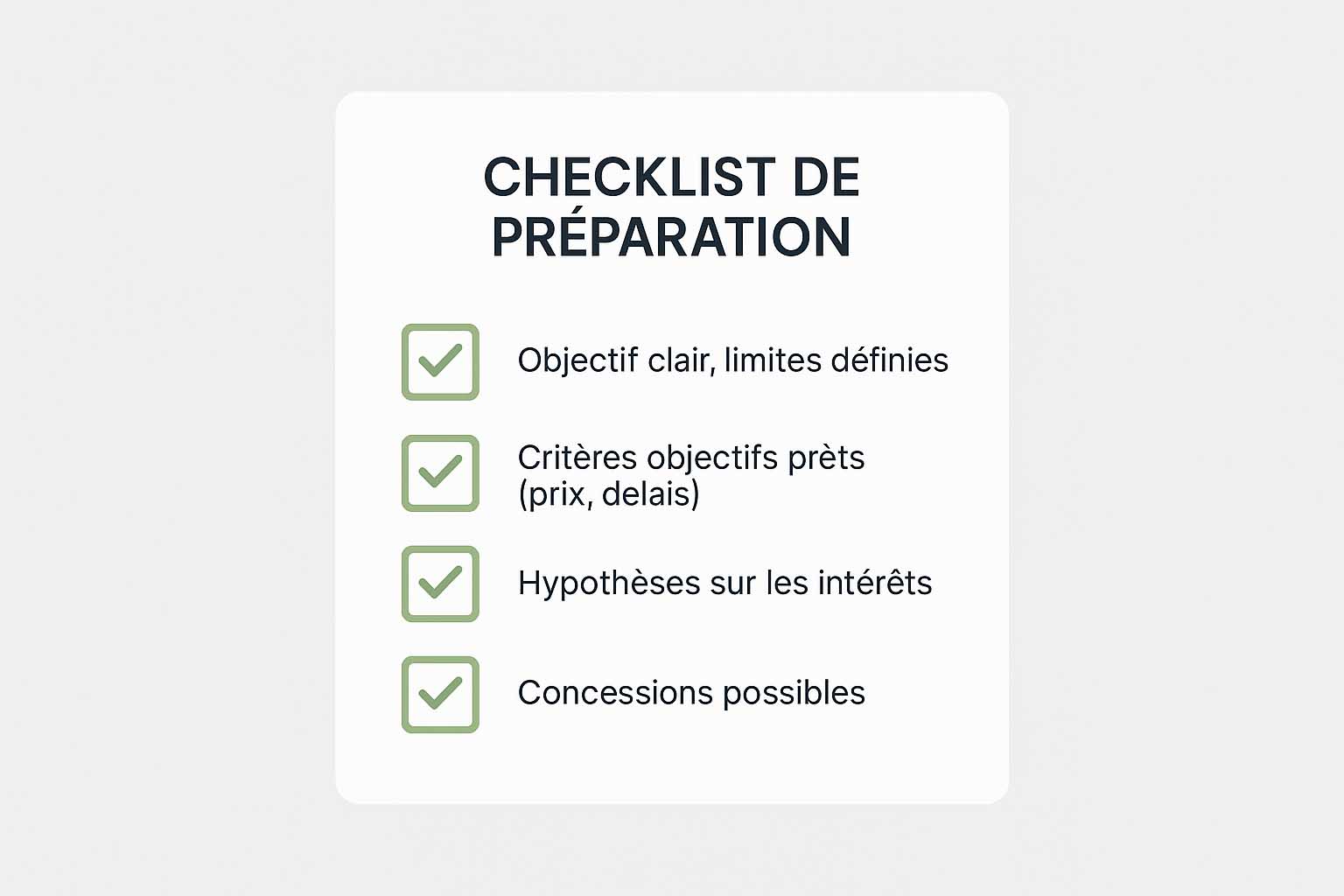 Checklist de préparation à la négociation